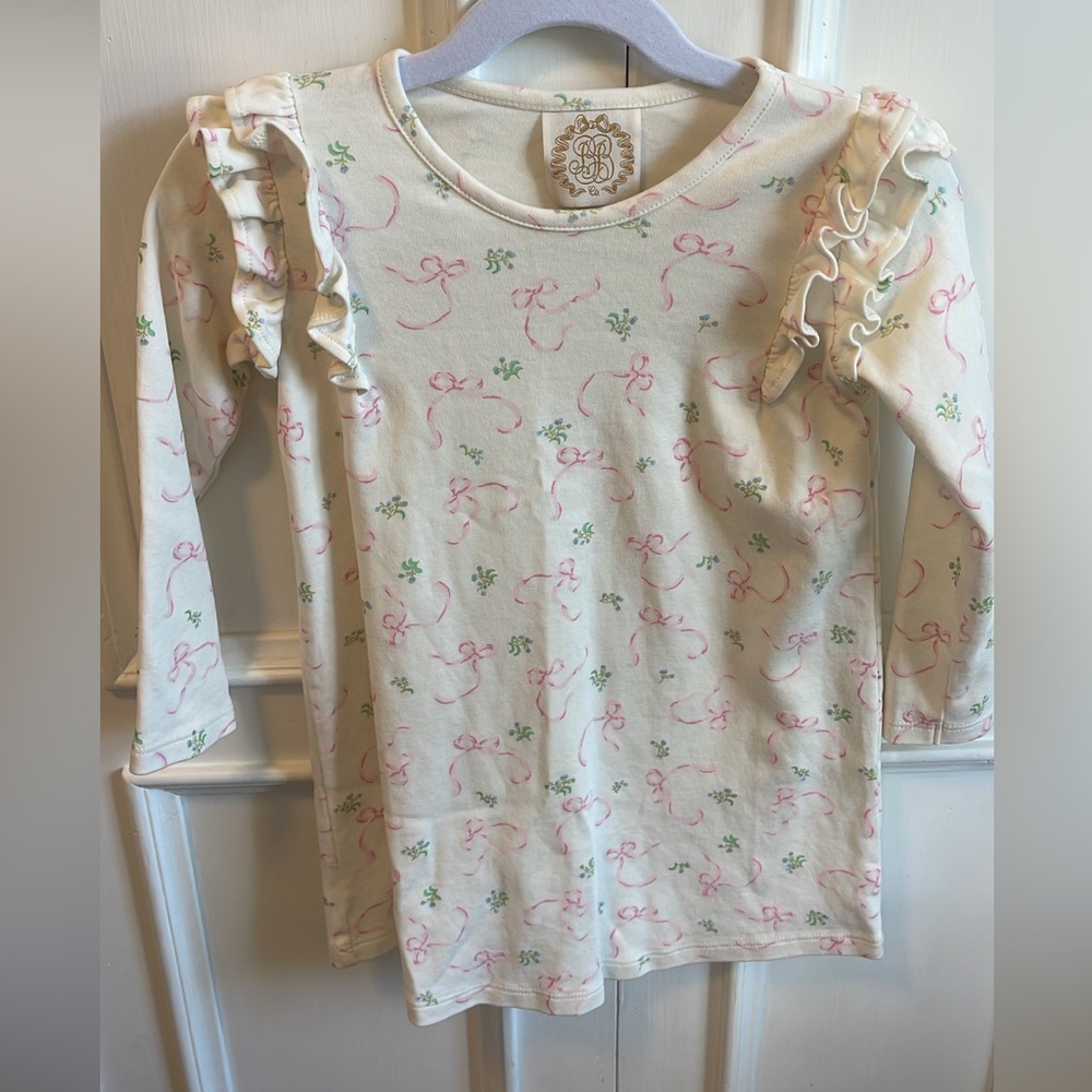 TBBC Cream Long Sleeve Ruffle Dress with Pink Print